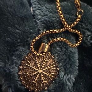 Gold PlatedPendant Necklace with Norse Vikings Design